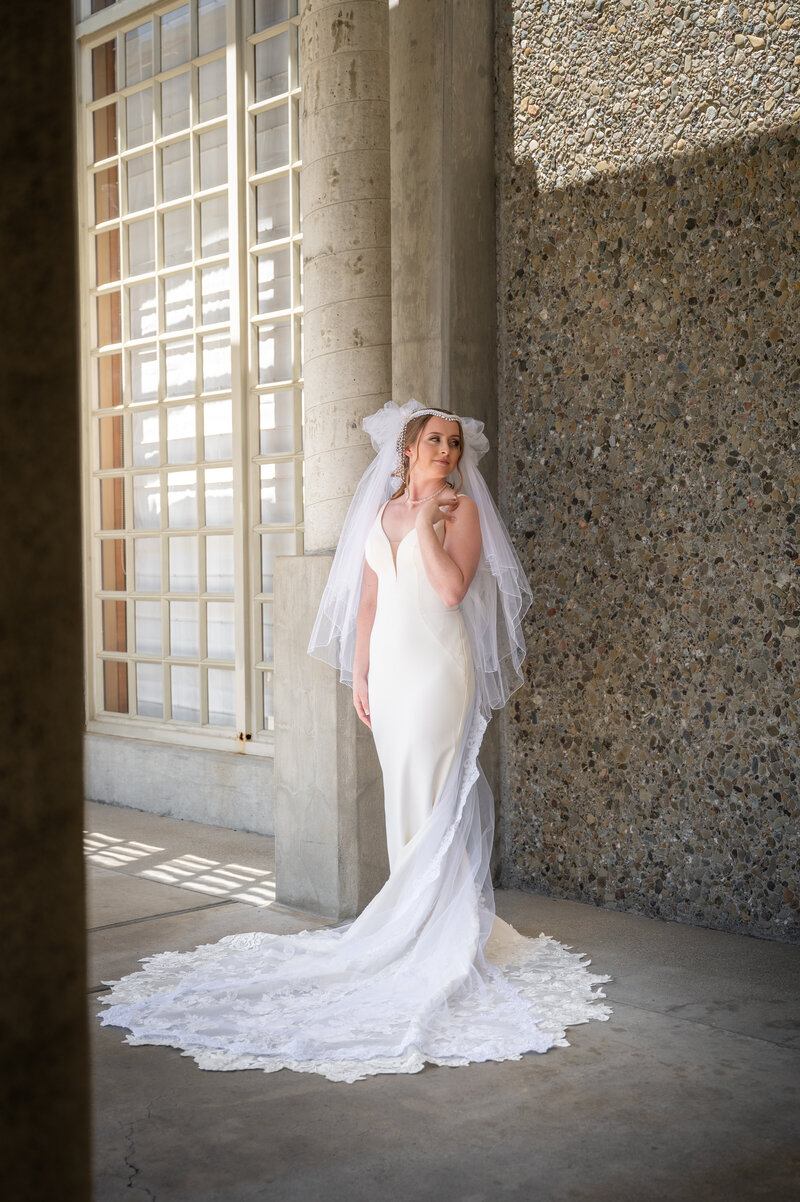 bride in wedding formals at greek orthodox church
