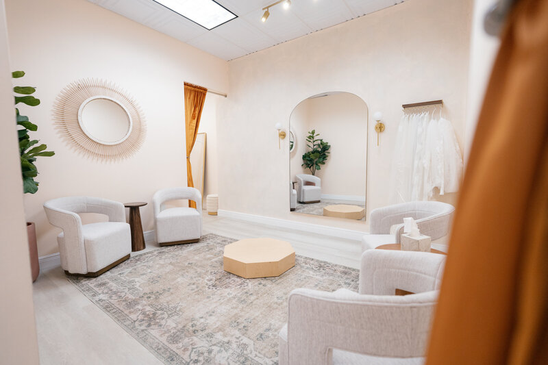 private bridal suite with comfortable seating for guests