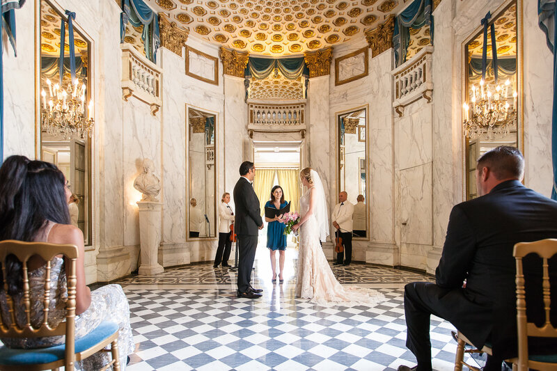 Couple getting married at luxury chateau in Paris, France 