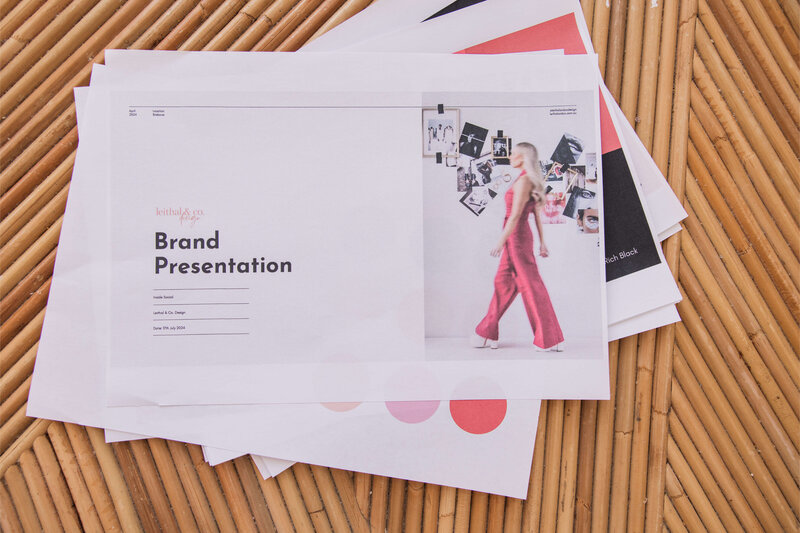 Close up of pages of the Brand Presentation for Inside Social's Rebrand Project