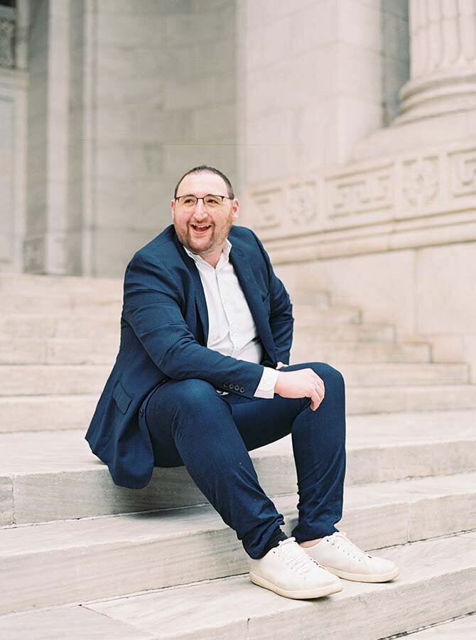 Justin Schwalbs Wedding Photographer in Blue Suit