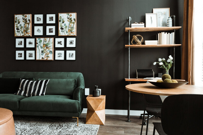 bedroom with bold and moody vibe