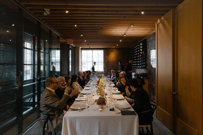 guests dining during an intimate dinner reception at l'abbatoir restaurant in vancouver