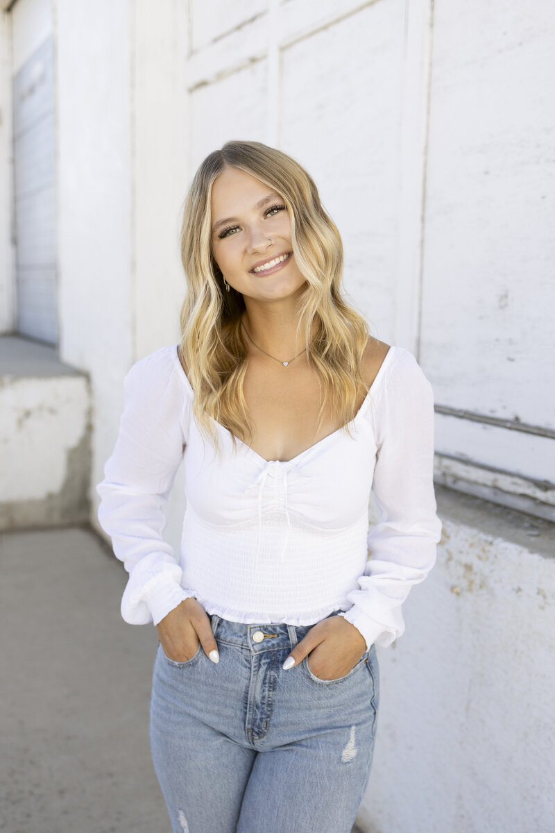 urban portrait of high school senior with ethnic background