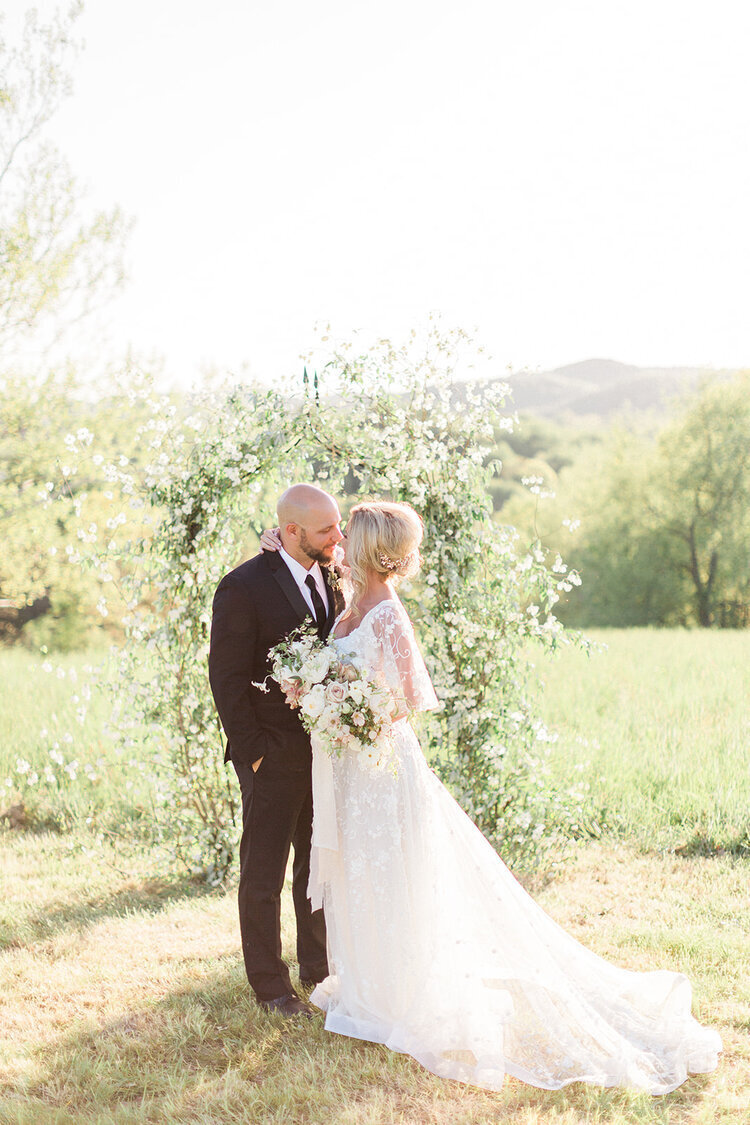 spring elopement with dogwood arch west virginia wedding florist, virginia wedding florist