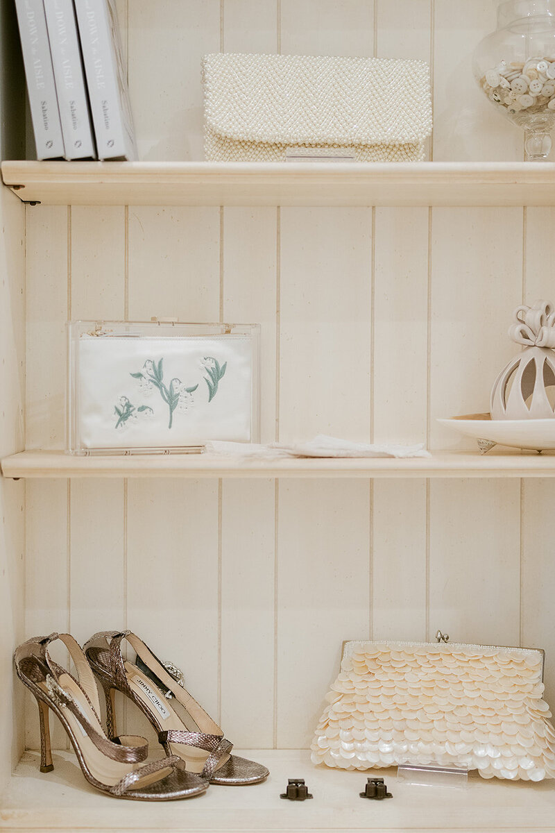 Detail shot of vintage bridal details styled in New York editorial photoshoot.