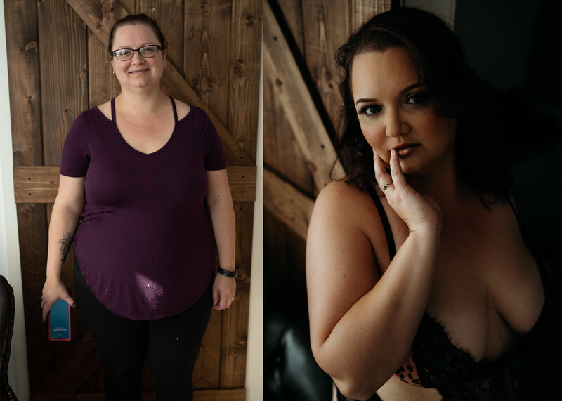 before and after from boston boudoir session with Kerry Callahan Boudoir