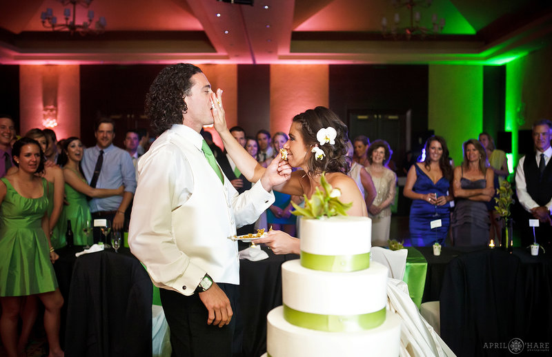 Ritz-Carlton-Ballroom-Wedding-Cake-Smash-Reception-in-Denver-Colorado