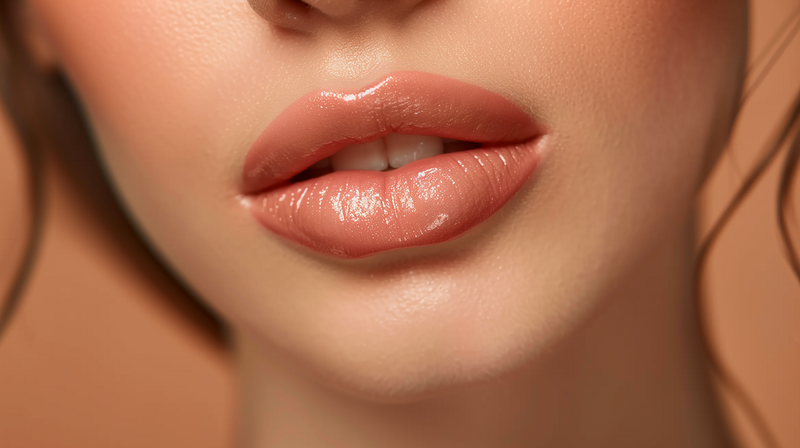 Photo of up close lip colored lips