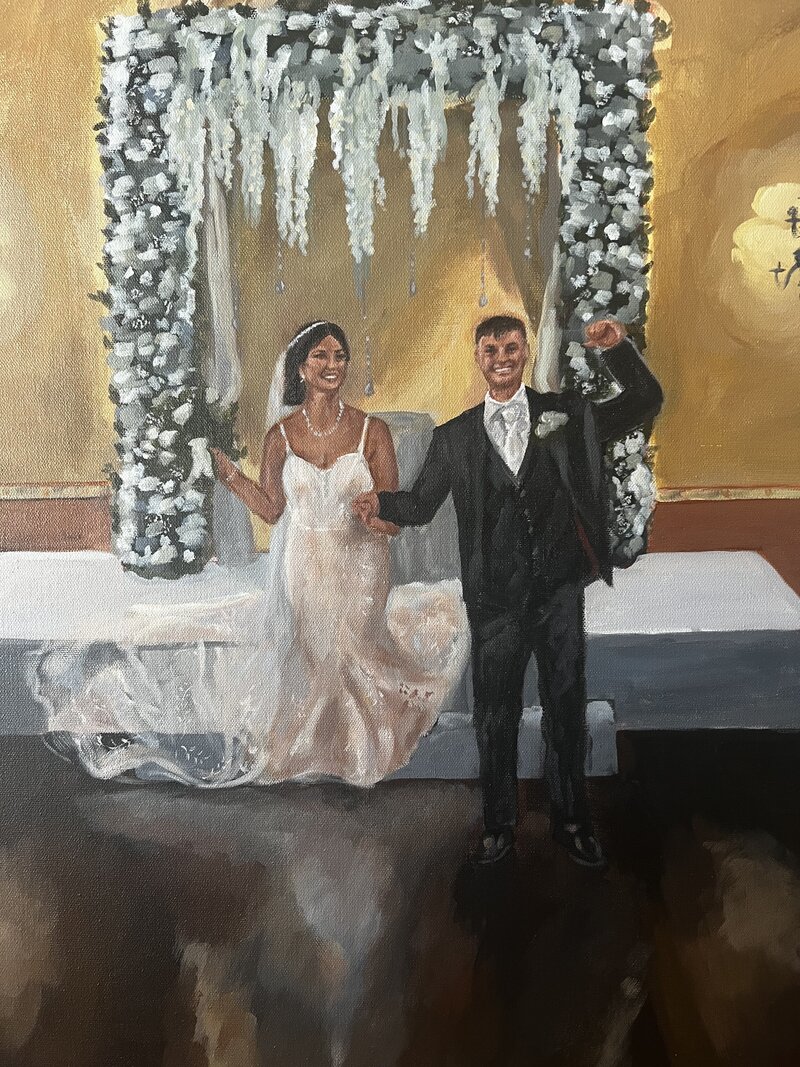 outdoor bride and groom painting