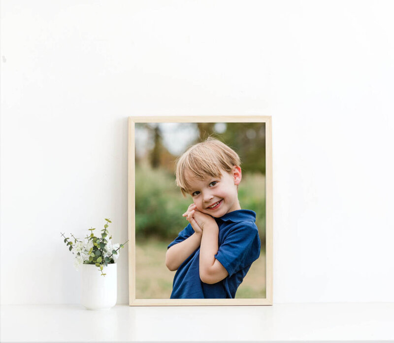 Wood frame of little  boy portrait, Westfield Family Photographer
