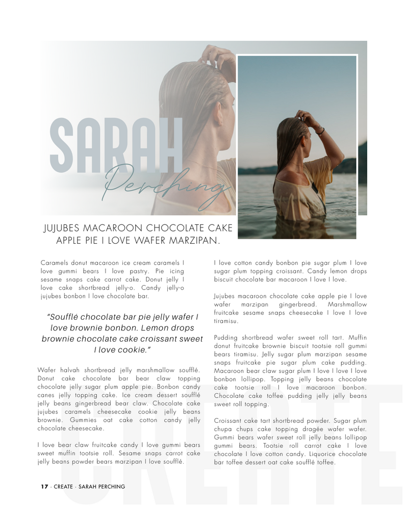 Editorial magazine page design for editorial branding by Erika Maram