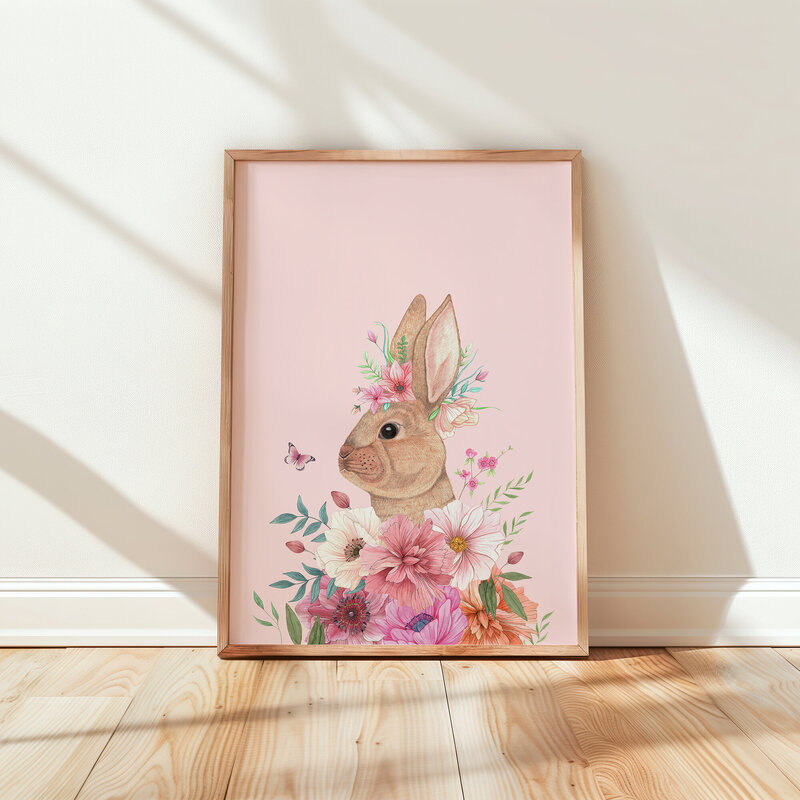 Wall Floral Bunny Mockup