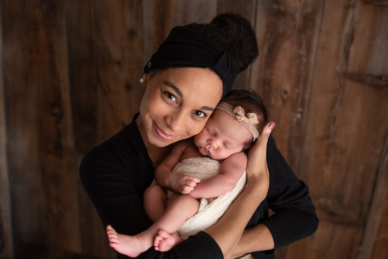 Appleton Wisconsin Newborn Photo baby with mom in studio | Glory Be Photography by Tara Bos
