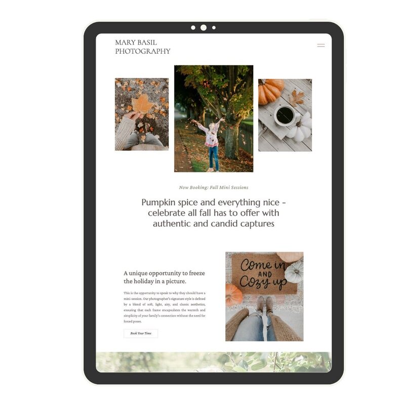 ipad and iphone image of showit website for a copywriter