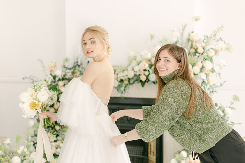 Happy Wedding planner creating content for bride at Luxury Wedding Planned by Maila Enea in London & Sicily