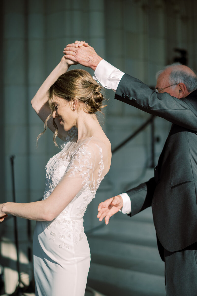 bride dancing with her father at her wedding reception in charlottesville