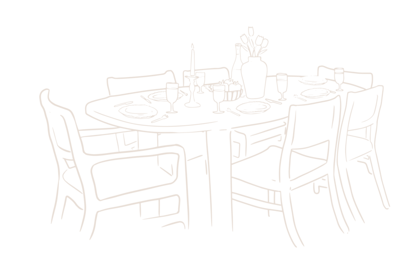 dining table and chairs  illustration