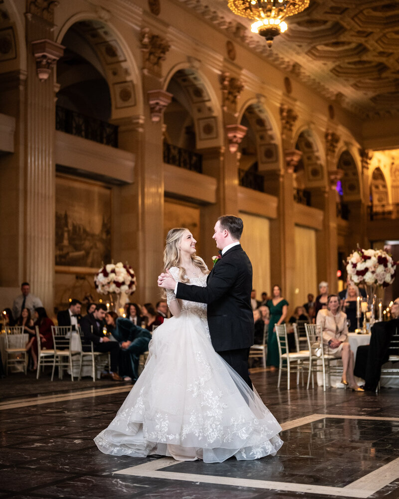 Bride and groom dance at Capital on Baronne wedding reception in New Orleans