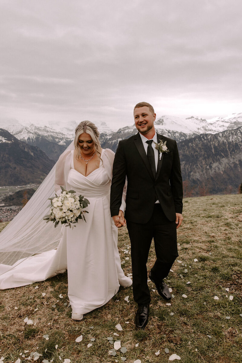 Newlyweds Married in Switzerland Mountains