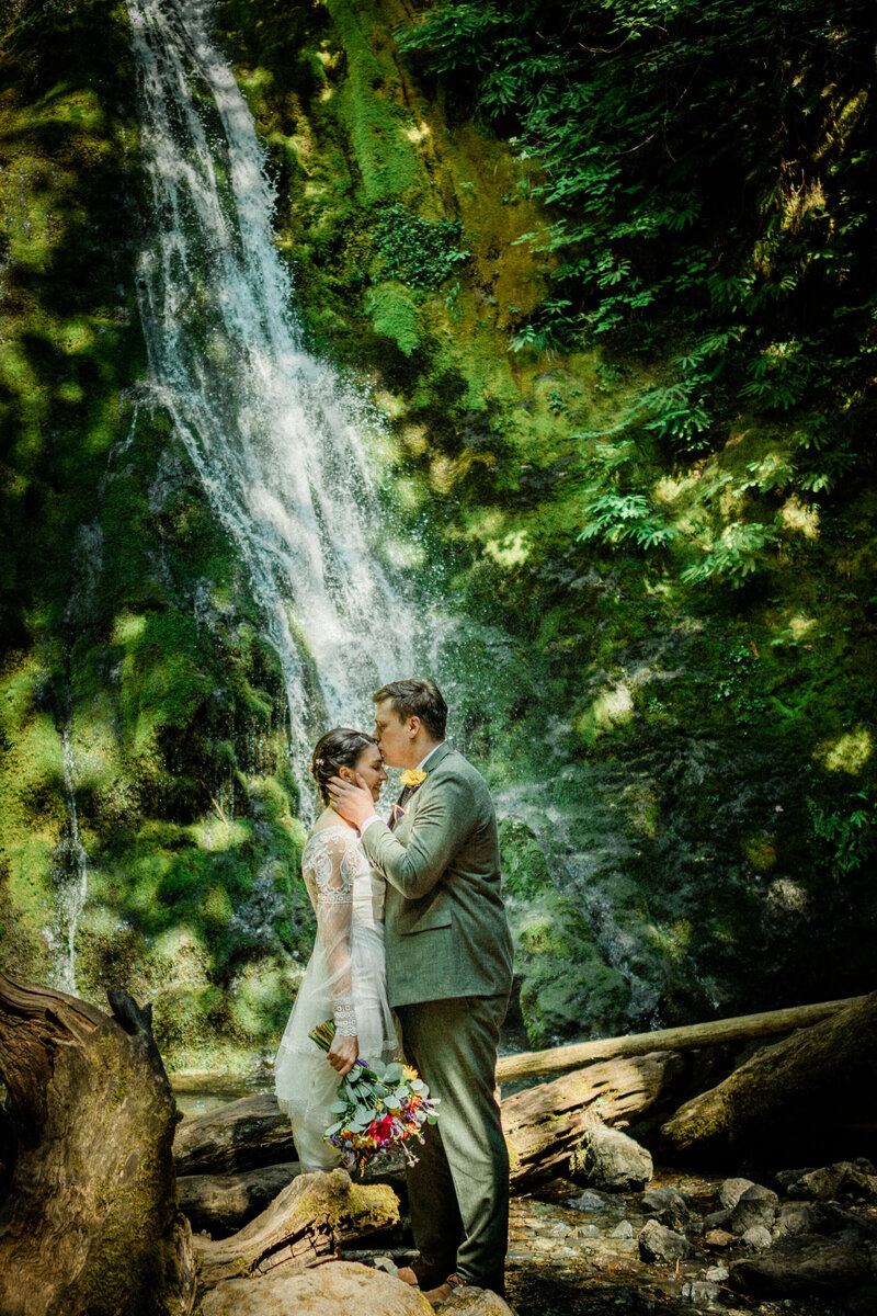 bride and groom get married at olympic national park elopement ceremony