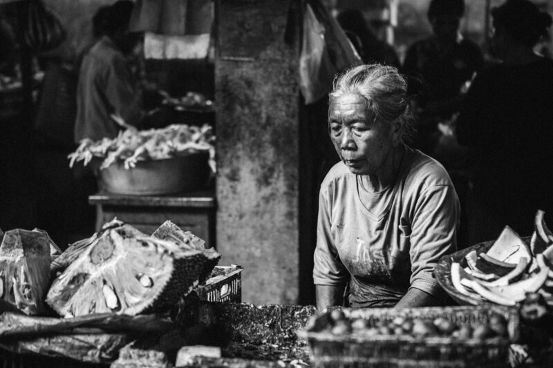 elderly woman in Bali market