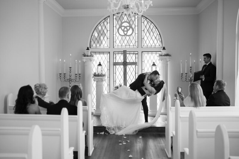 Romantic wedding kiss captured