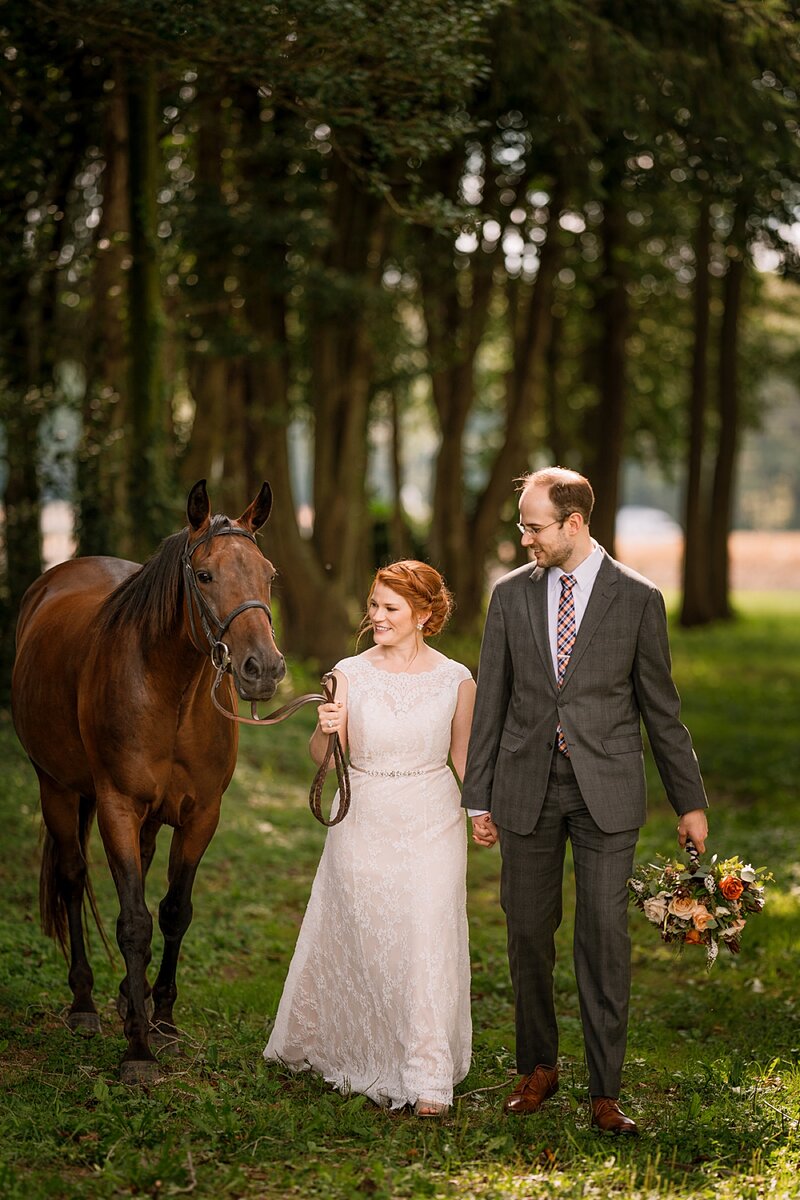 Bride and groom walk up memorial steps at their DC wedding