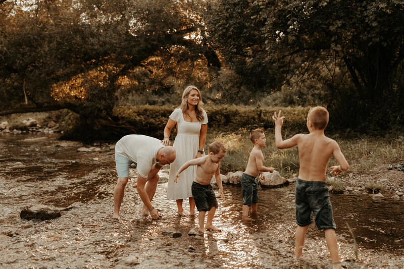 family photos at the lake