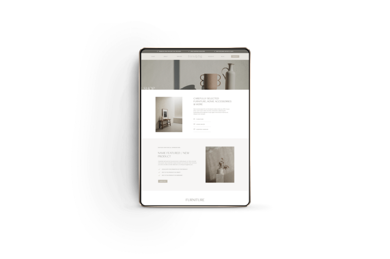 Fern & Fig shop template for Showit