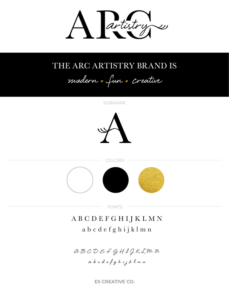 modern & black logo design for Columbus, OH based makeup artist, ARC Artistry