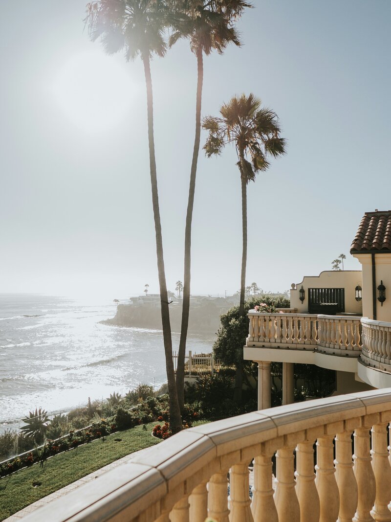 tropical view from a patio overlooking water
