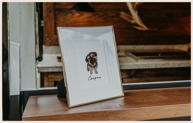 Character drawing of Cooper the namesake dog Cooper & Co is named after.