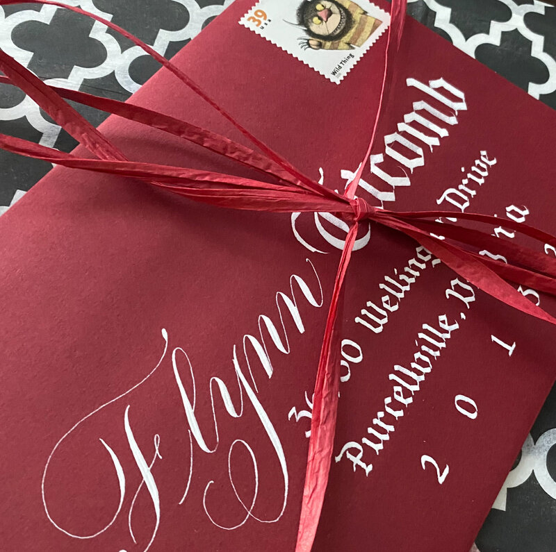 Red Modern envelope with calligraphy