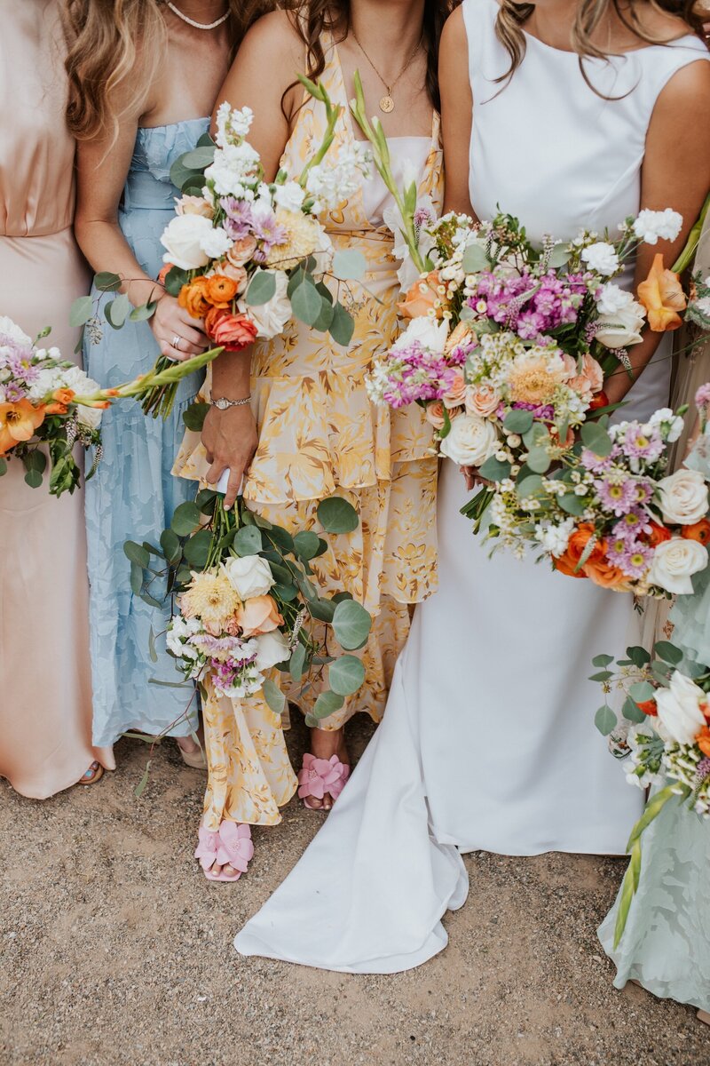 close up of colorful bridesmaids photography