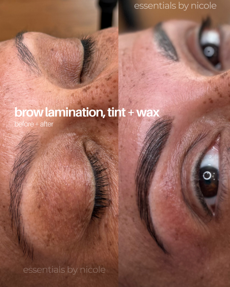 brow lamination paired with brow tinting