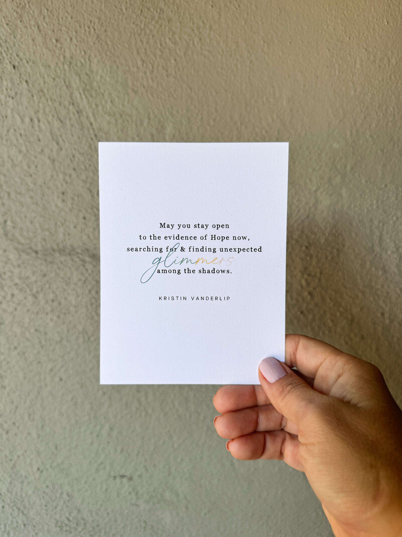 glimmers prose postcard by Kristin Vanderlip