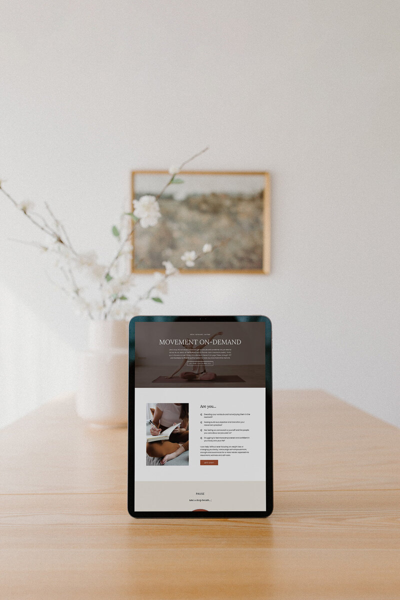 iPad mockup displaying a customized Showit template design by VERVE & COLOR