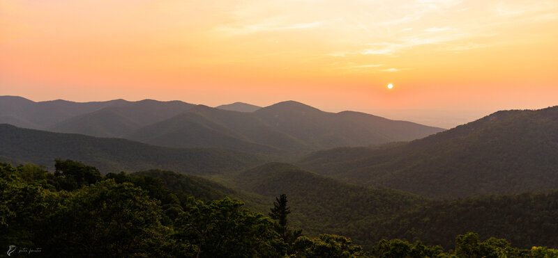 Smoky sunset at Brown Mountain Overlook 