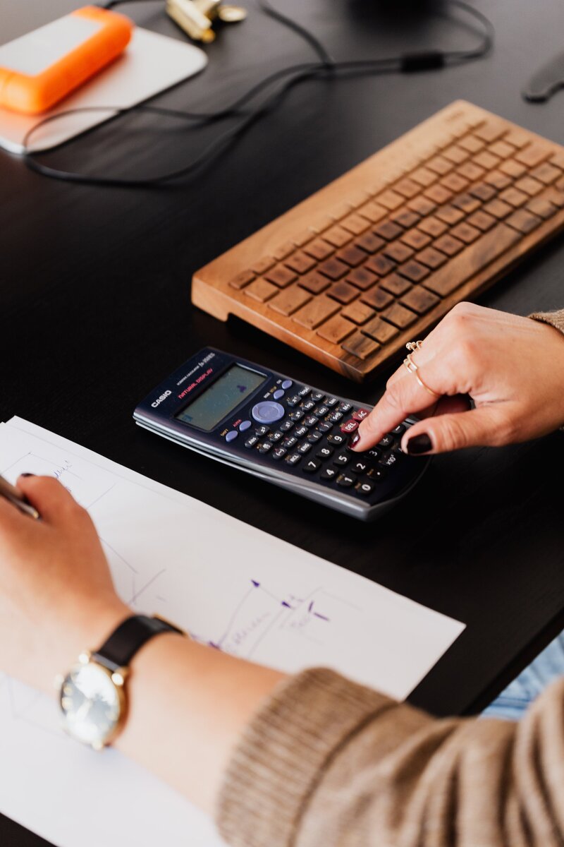 calculator being used