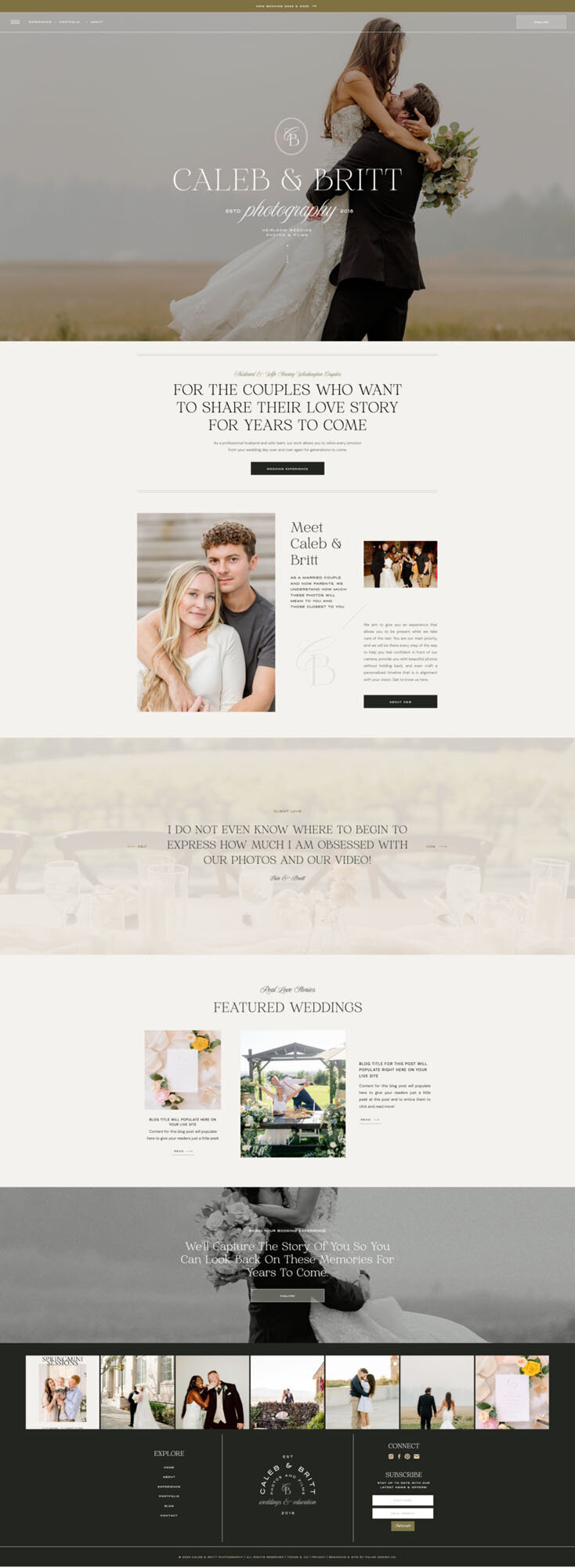 Website mockup by website and brand designer for photographers Palme Design Co