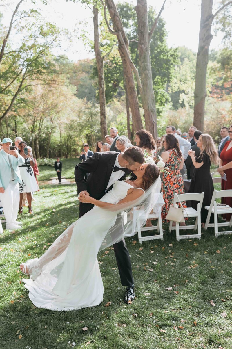 Bride and groom kiss at Cleveland ceremony