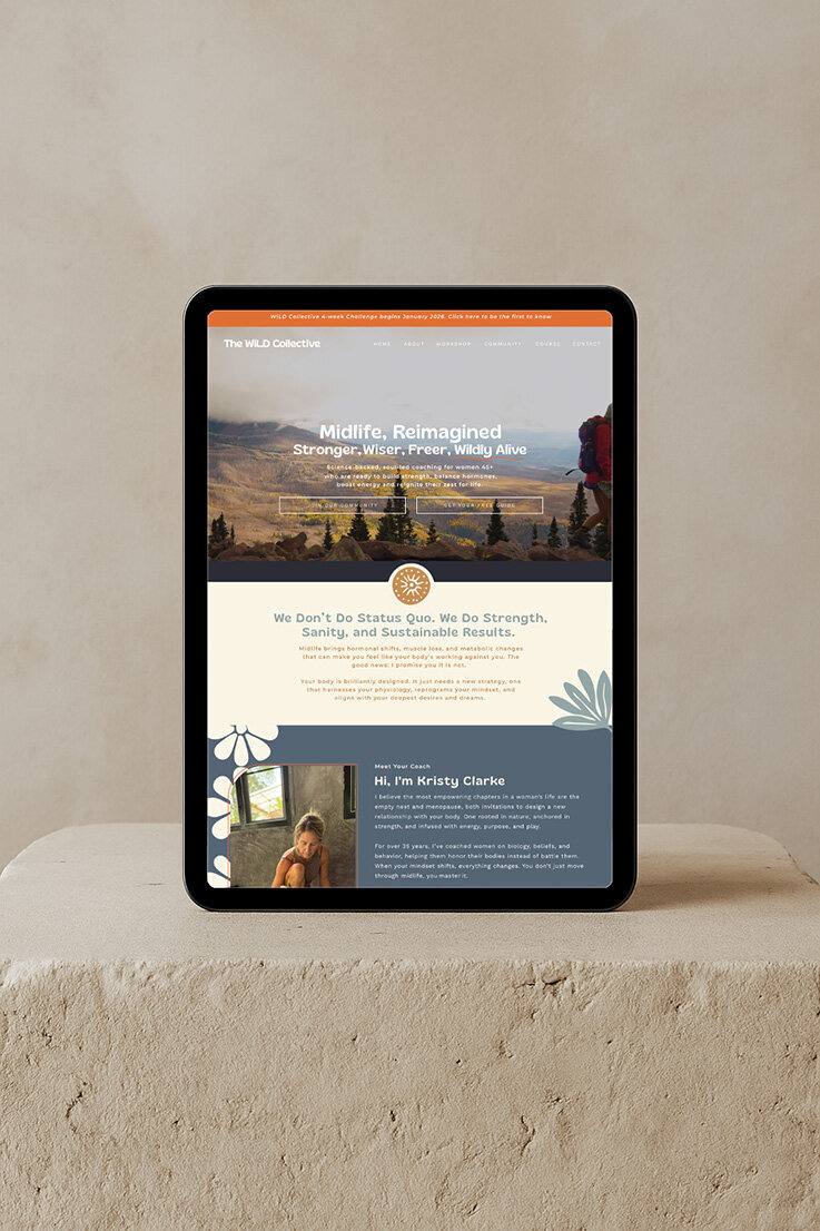 Boho-style website design for The WiLD Collective, showcasing a blend of rustic charm and modern functionality.
