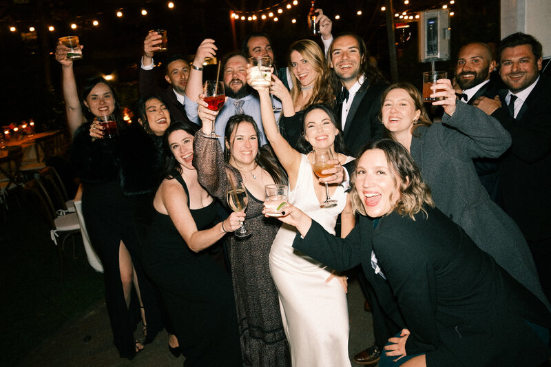 Wedding guests lifted during hora at Glen Foerd Estate in Philadelphia, PA