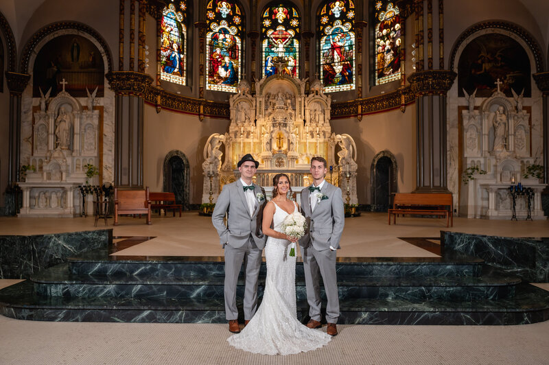 Bride and family at a Chicago church