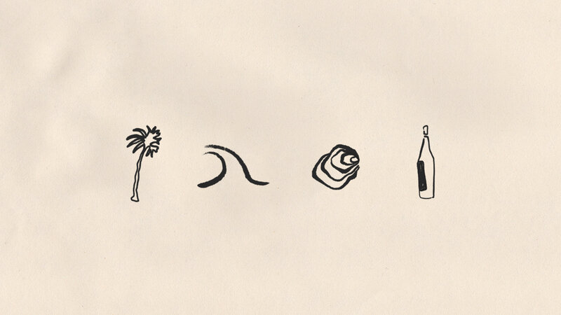 Beach hotel illustration icons