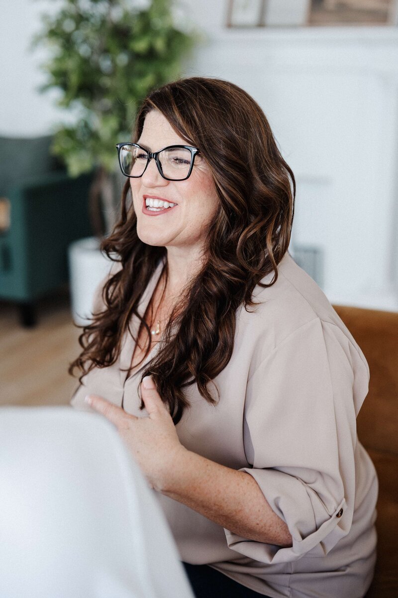 A team member laughing