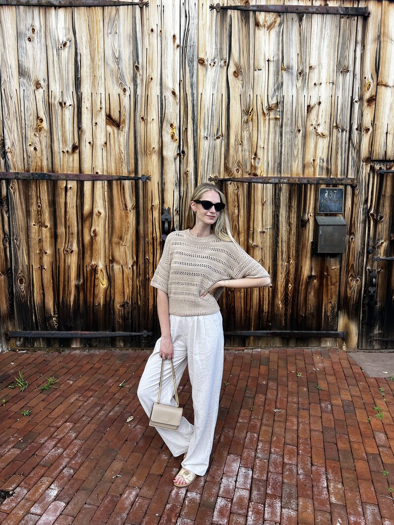 Lexie Dane Knits Wearing FO Lacey Loop Tea