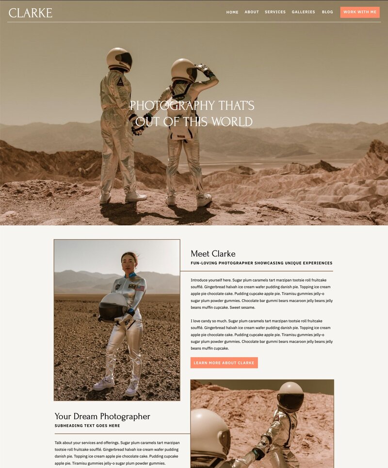 Screenshot of a website page with astronaut photos