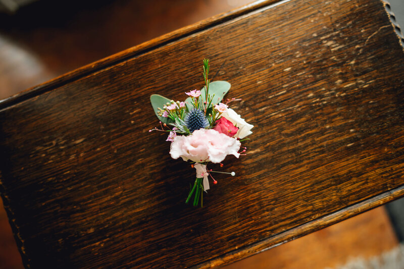 Buttonholes of flowers at Homme House